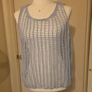 Women's Light Gray/Blue Knit Sleeveless Top